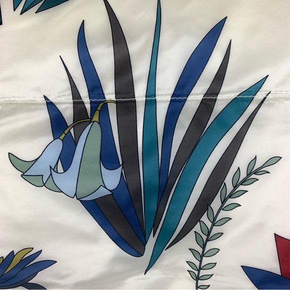 Tory Burch Piper Puffer Vest Floral Navy Reversible Quilted Down Filled Size 12 - Picture 9 of 15